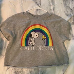 Cropped short sleeves sweatshirt with Snoopy